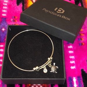 Pandora’s box turtle bracelet w/gem